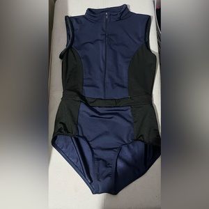 Blue/ Black Double Platinum Dance Leotard Adult Medium